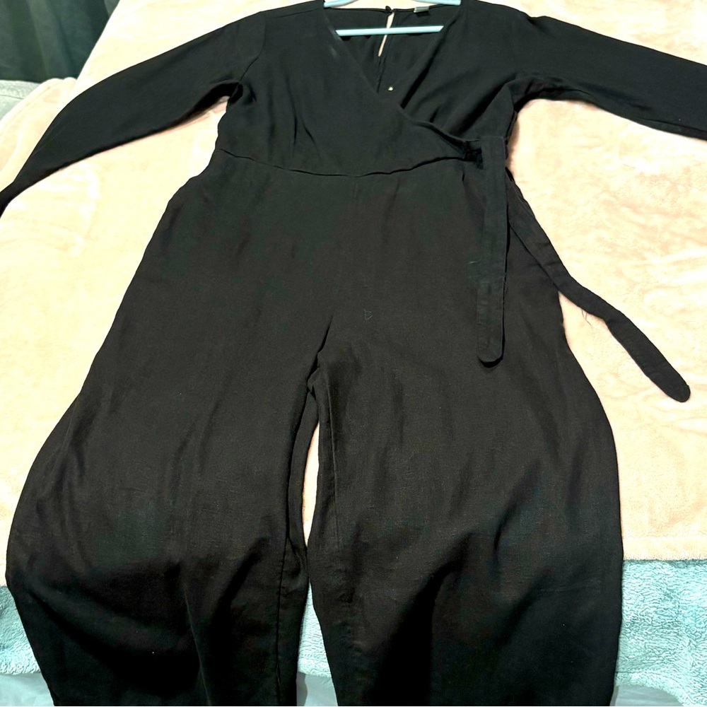 Old Navy Black Wrap-Style Jumpsuit with Tie Waist